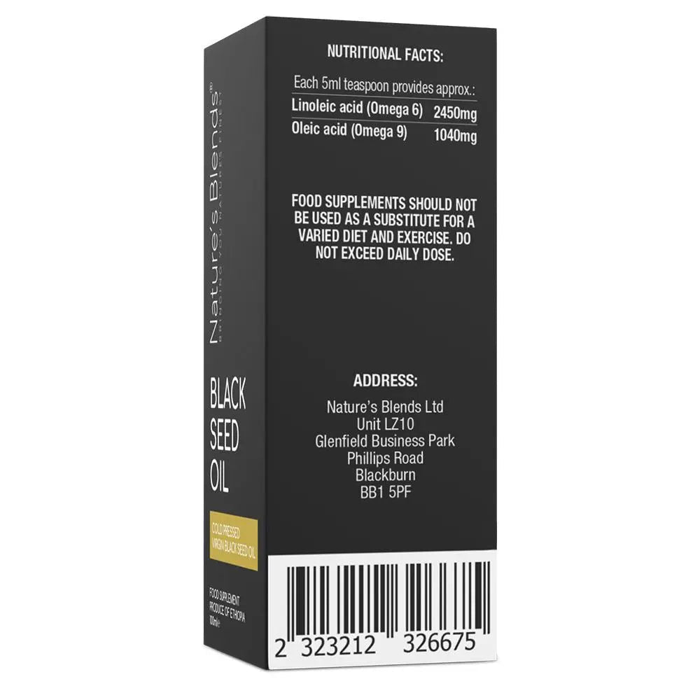 Black Seed Oil, Ethiopian, Raw Virgin Cold Pressed nigella sativa Oil (100ml) - Nature's Blends
